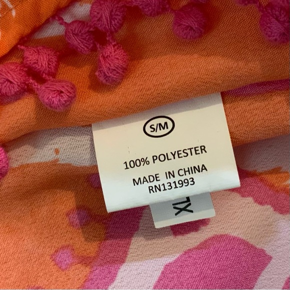 Mud Pie Vibrant Orange with Pink One-Shoulder Cover-Up - Picture 6 of 8